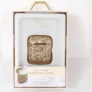 NEW Nanette Lepore Gold Glitter Airpods Case Compatible W/ 1st & 2nd Generation